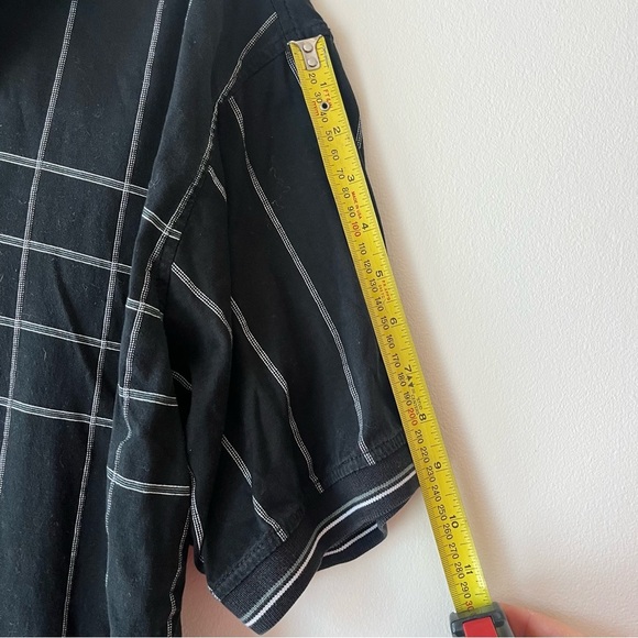 IZOD Double Mercerized Polo Shirt Black Gray Stripe | Y2K Prep Aesthetic L - Picture 8 of 11